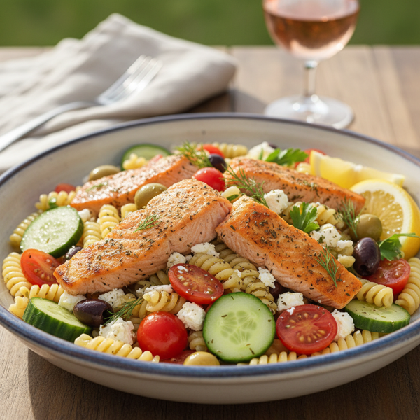 Mediterranean Salmon Pasta Salad recipe