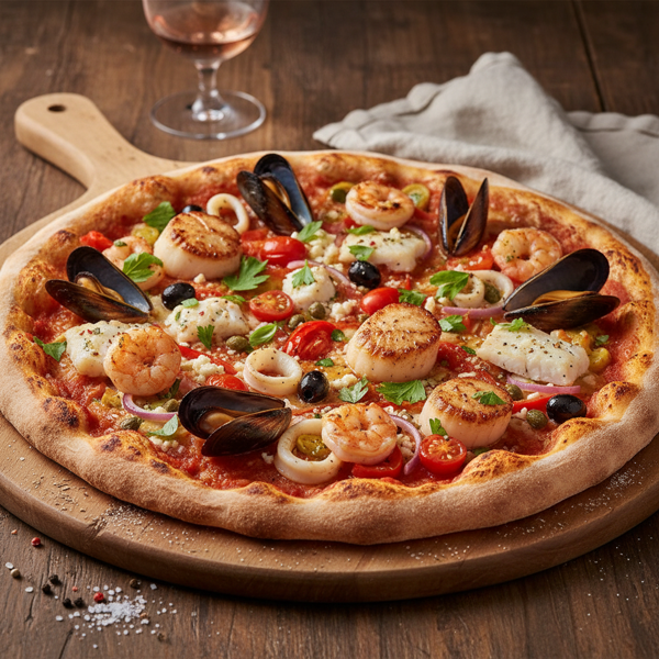 Mediterranean Seafood Cioppino-Style Pizza recipe