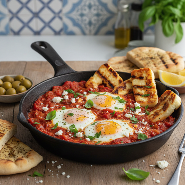Mediterranean Shakshuka with Grilled Halloumi recipe