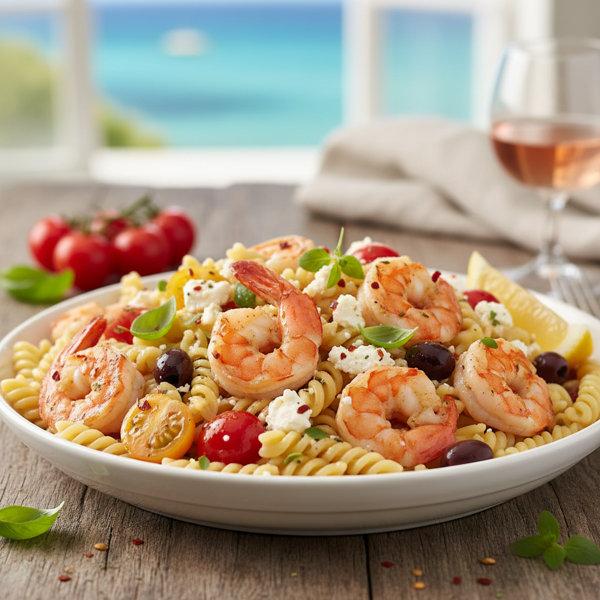 Mediterranean Shrimp Feta Pasta recipe