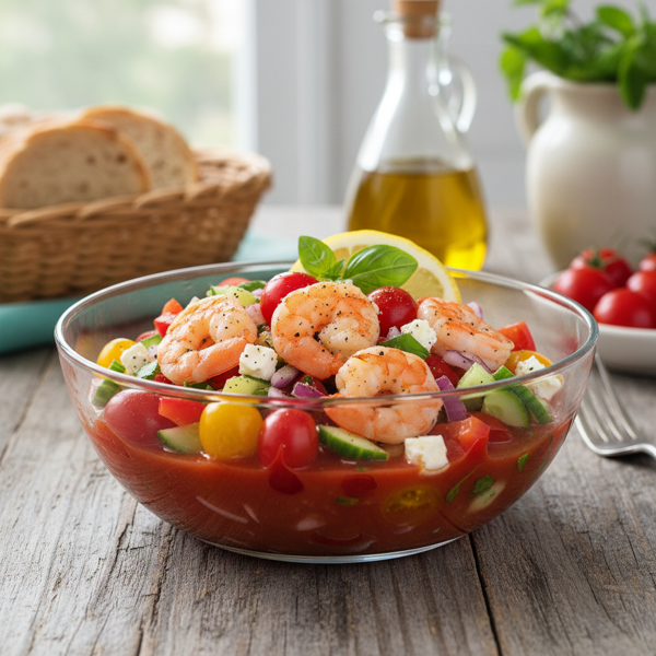 Mediterranean Shrimp Gazpacho Salad recipe