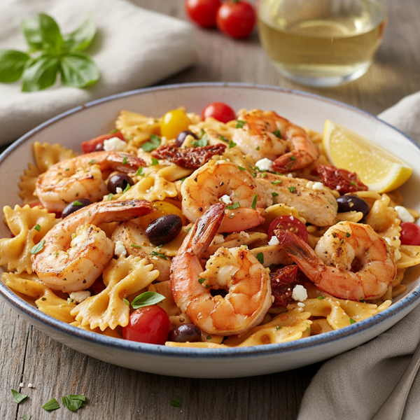 Mediterranean Shrimp and Chicken Pasta recipe