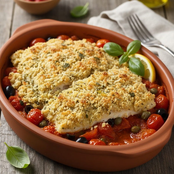 Mediterranean Sole Gratin with Tomato-Caper Sauce recipe