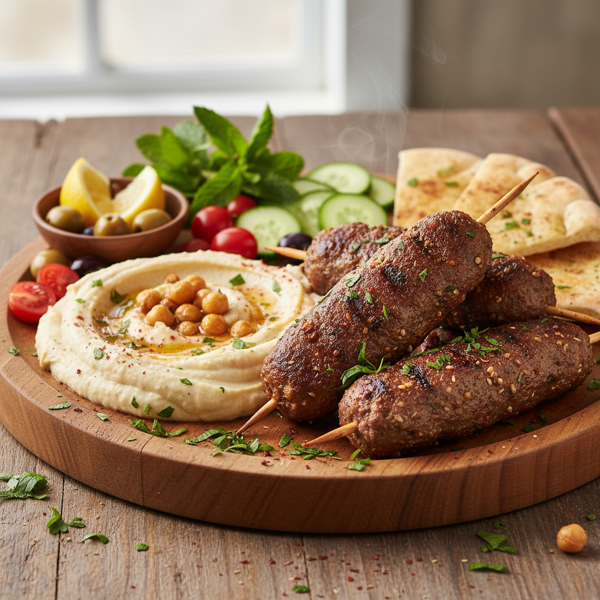 Mediterranean Spiced Beef Koftas with Creamy Chickpea Dip recipe