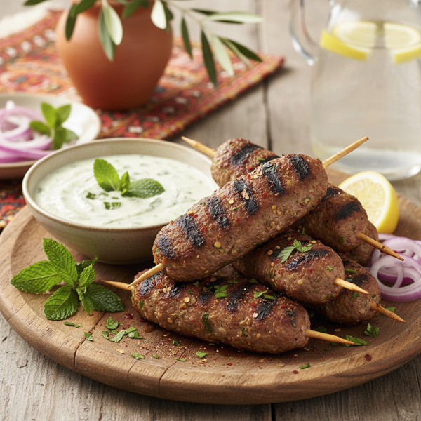 Mediterranean Spiced Kofta Kebabs with Refreshing Cucumber Mint Sauce recipe