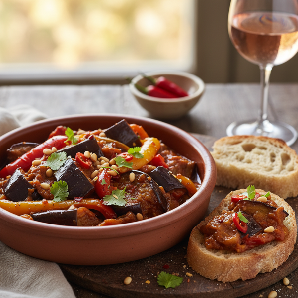 Mediterranean Spicy Aubergine and Pepper Confit recipe
