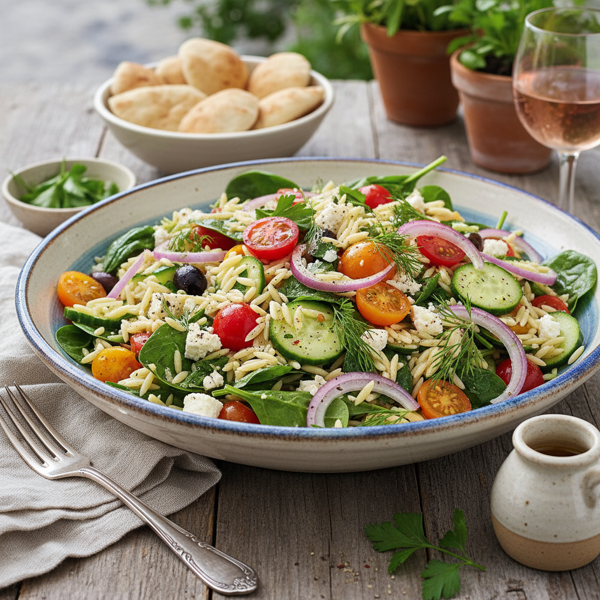 Mediterranean Spinach Orzo Salad recipe