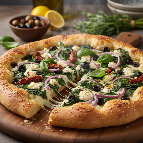 Mediterranean Spinach & Feta Pizza recipe