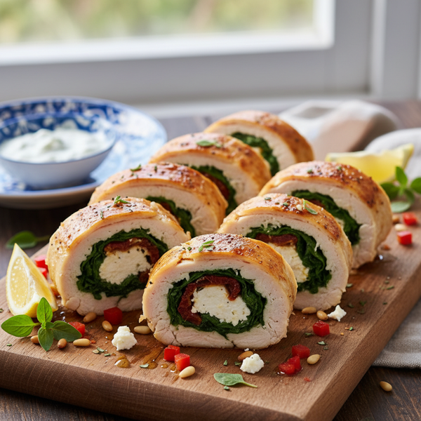 Mediterranean Spinach & Feta Stuffed Chicken Rolls recipe