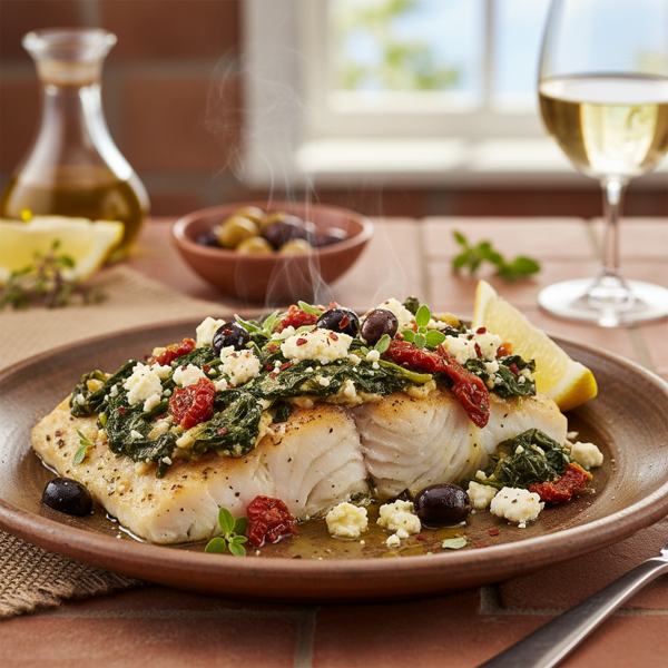Mediterranean Spinach and Feta Catfish recipe