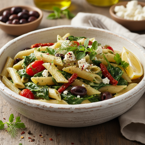 Mediterranean Spinach and Feta Penne recipe