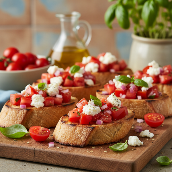 Mediterranean Tomato & Cheese Bruschetta recipe