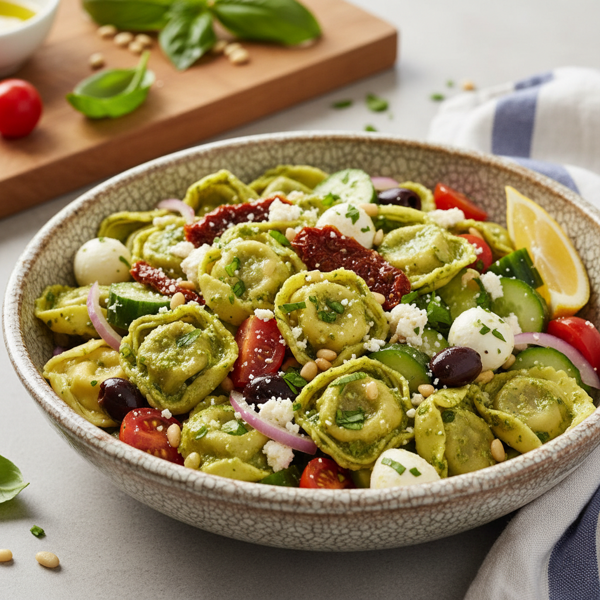 Mediterranean Tortellini Pesto Salad recipe