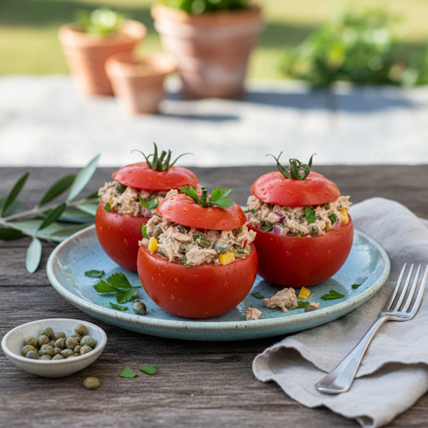 Mediterranean Tuna-Stuffed Tomatoes with Capers and Parsley recipe