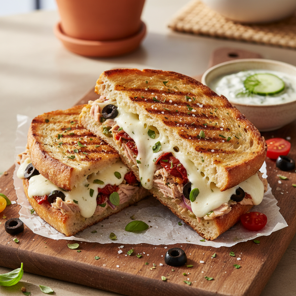 Mediterranean Tuna Meltdown Panini recipe