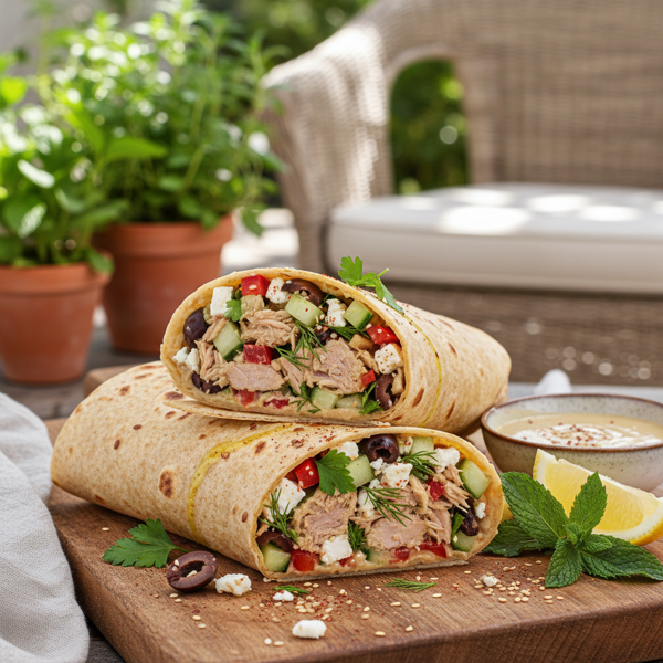 Mediterranean Tuna Tahini Salad Wrap recipe