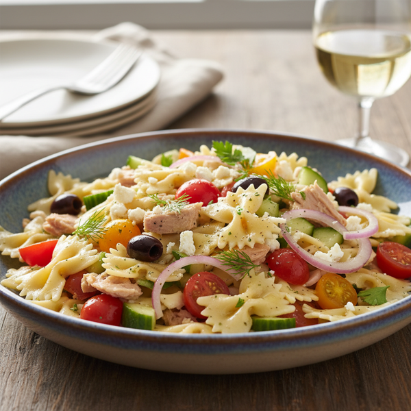 Mediterranean Tuna and Bow Tie Pasta Delight recipe