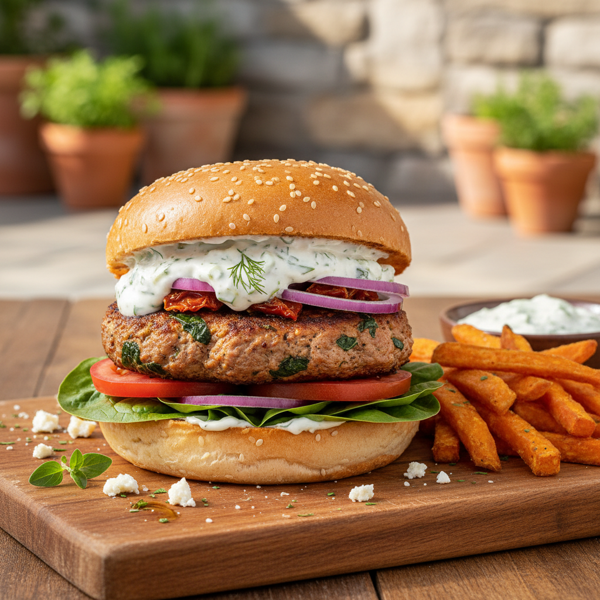 Mediterranean Turkey Feta Burger recipe