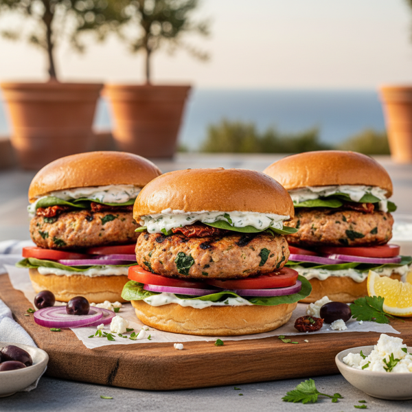 Mediterranean Turkey Feta Burgers recipe