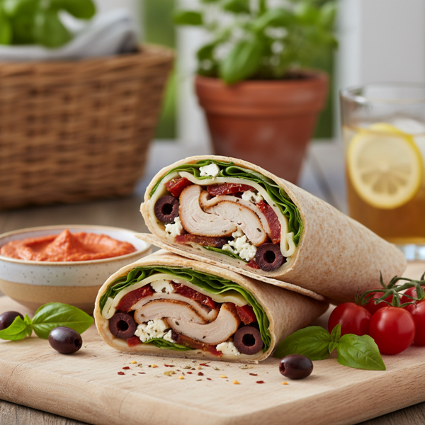 Mediterranean Turkey & Swiss Basil Wrap recipe