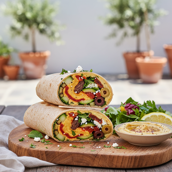 Mediterranean Veggie Hummus Wrap recipe