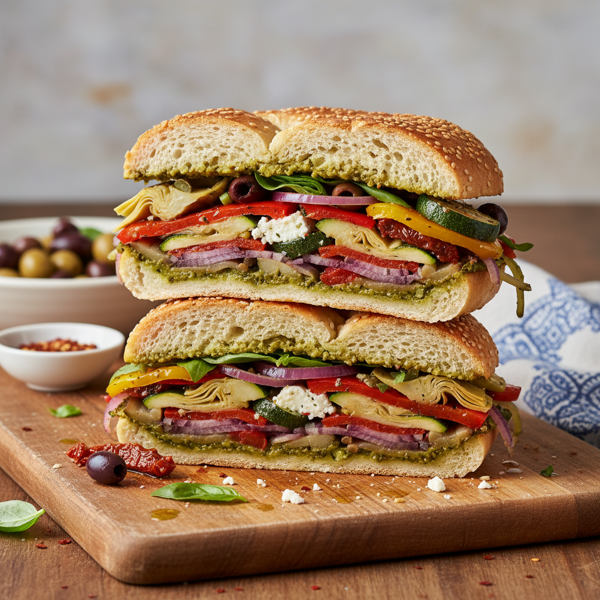 Mediterranean Veggie Muffuletta recipe
