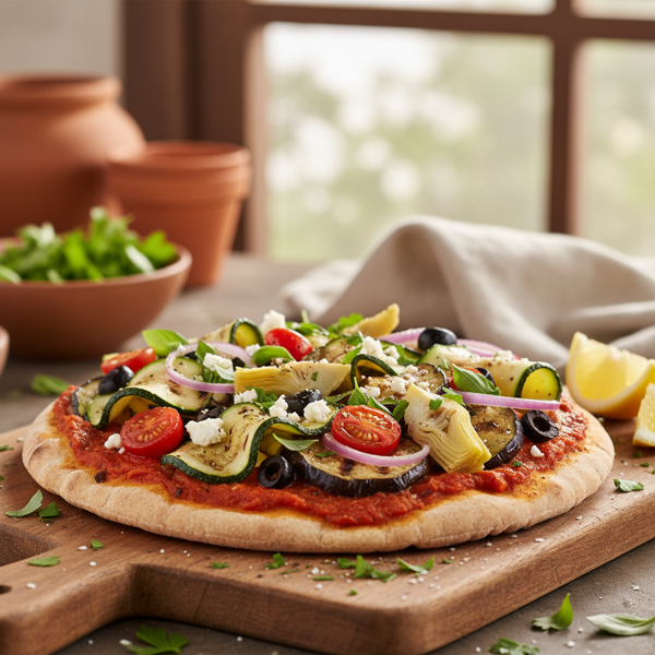 Mediterranean Veggie Pita Pizza recipe