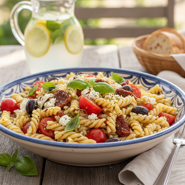 Mediterranean Ziti Salad with Tomato and Basil recipe
