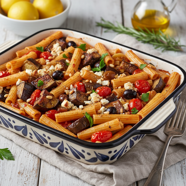 Mediterranean Ziti with Roasted Eggplant recipe