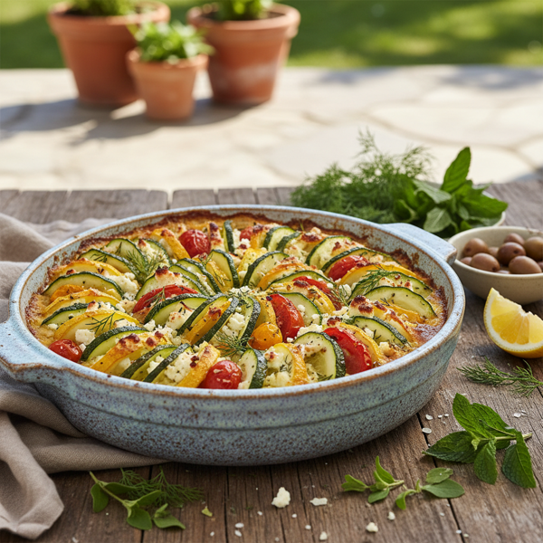 Mediterranean Zucchini Bake with Feta and Herbs recipe