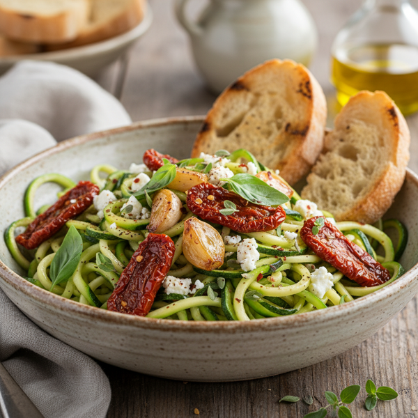 Mediterranean Zucchini with Sun-Dried Tomatoes and Garlic recipe
