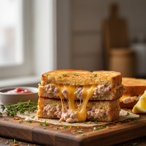 Melted Cheddar Tuna Toasties recipe