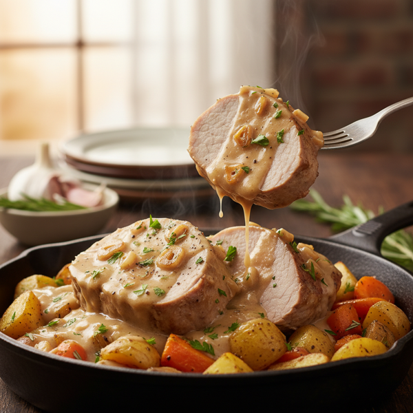 Melting Pork Loin in Creamy Garlic Gravy recipe