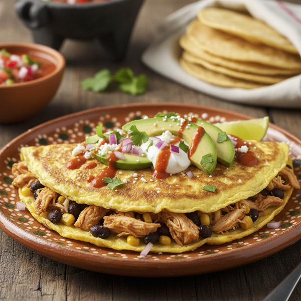 Mexican Chicken Tortilla Omelette recipe
