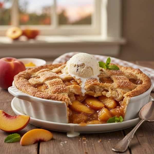 Midwestern Southern Peach Cobbler with Double Crust recipe