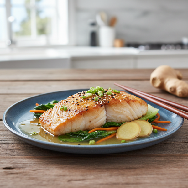 Miso-Glazed Halibut with Ginger Infusion recipe