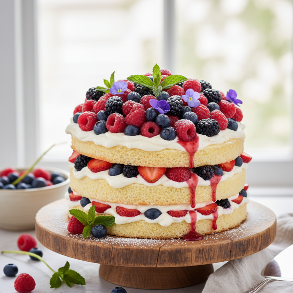 Mixed Berry Delight Cake recipe