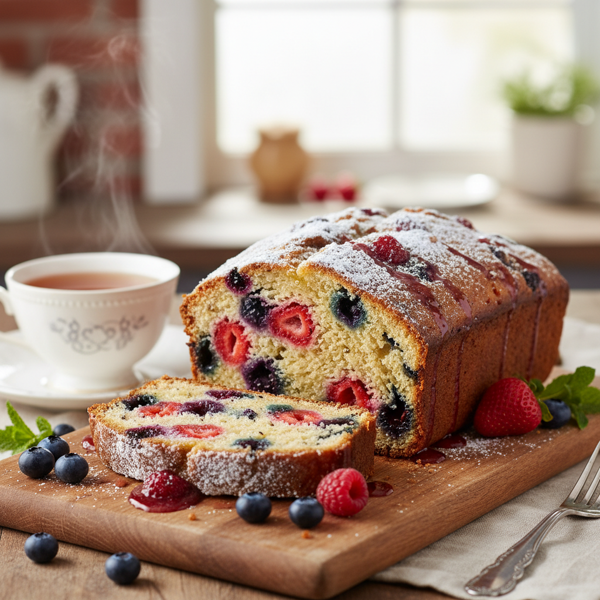 Mixed Berry Delight Tea Bread recipe