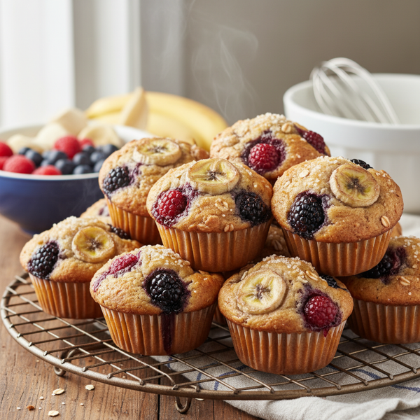 Mixed Berry & Banana Muffins recipe