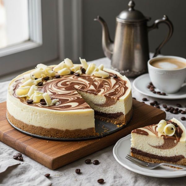 Mocha Swirl White Chocolate Cheesecake recipe