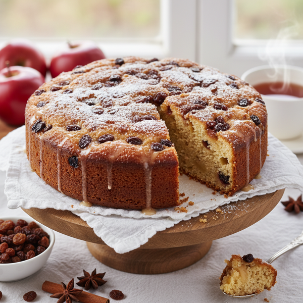 Moist Apple-Raisin Delight Cake recipe