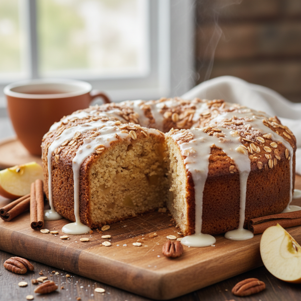 Moist Apple Oat Delight Cake recipe