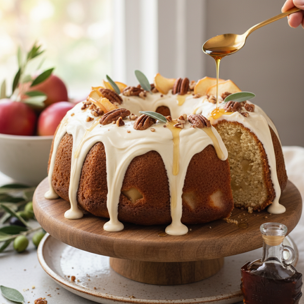 Moist Apple & Olive Oil Cake with Maple Cream Cheese Frosting recipe