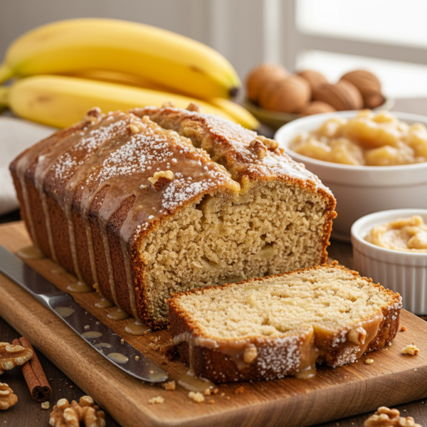 Moist Applesauce Banana Bread recipe