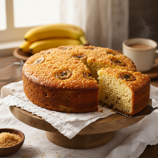 Moist Banana Bliss Steamed Cake with Sugar Crumb Topping recipe