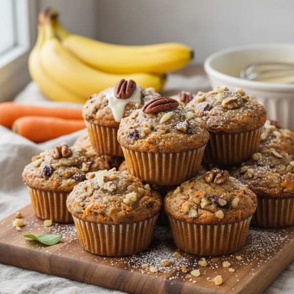 Moist Banana Carrot Delight Muffins recipe