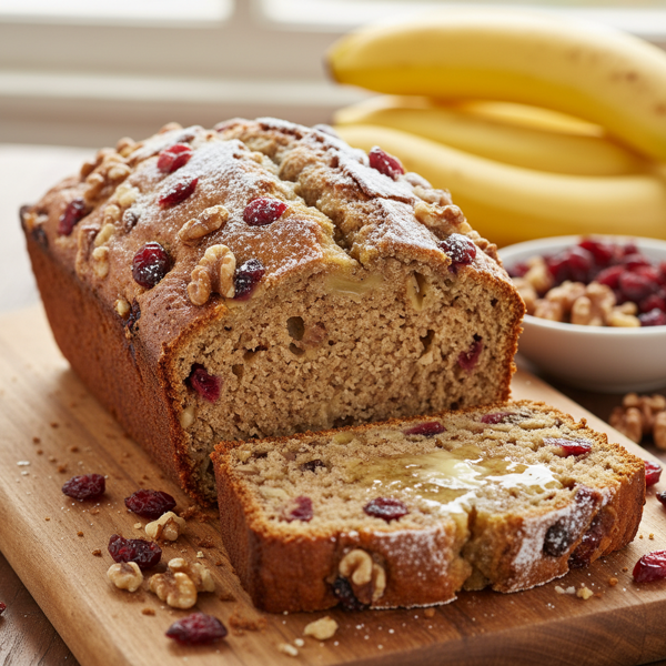Moist Banana Cranberry Walnut Bread recipe