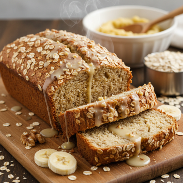 Moist Banana Oatmeal Bread recipe