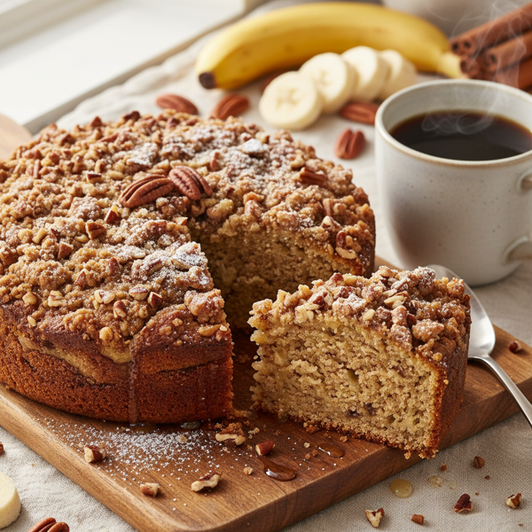 Moist Banana Pecan Coffee Cake recipe