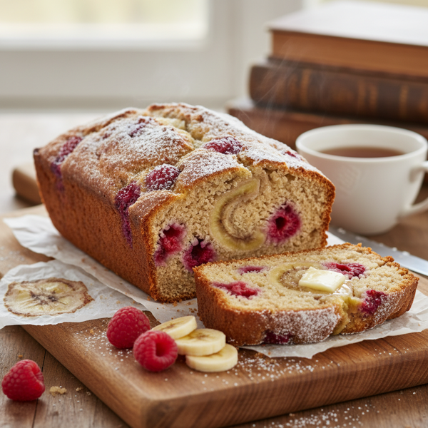 Moist Banana Raspberry Quick Bread recipe